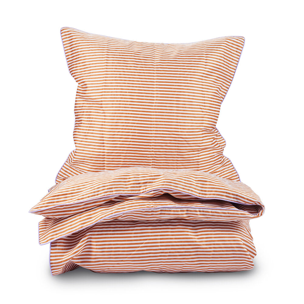 Horizontal Stripe sengetøj - amber/lilla